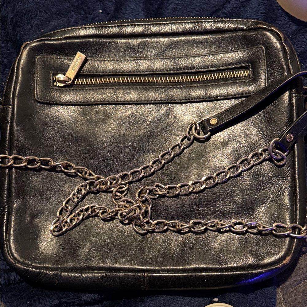 Black Chain-Detail Crossbody Bag - Unbranded